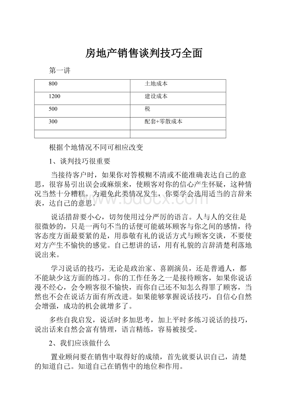 房地产销售谈判技巧全面.docx