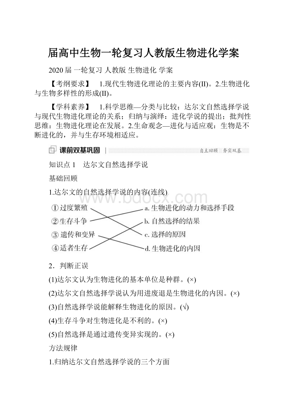 届高中生物一轮复习人教版生物进化学案.docx_第1页