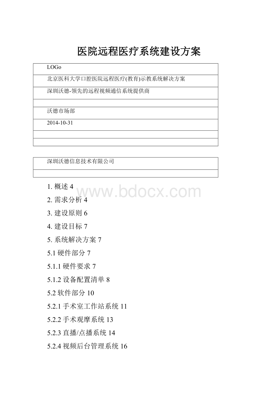 医院远程医疗系统建设方案.docx_第1页