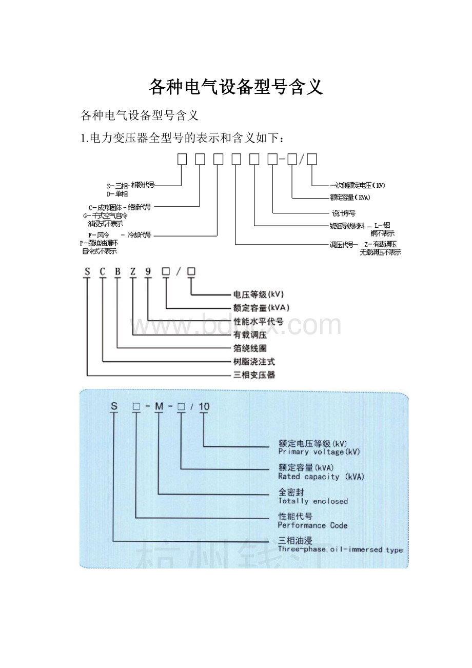 各种电气设备型号含义.docx_第1页