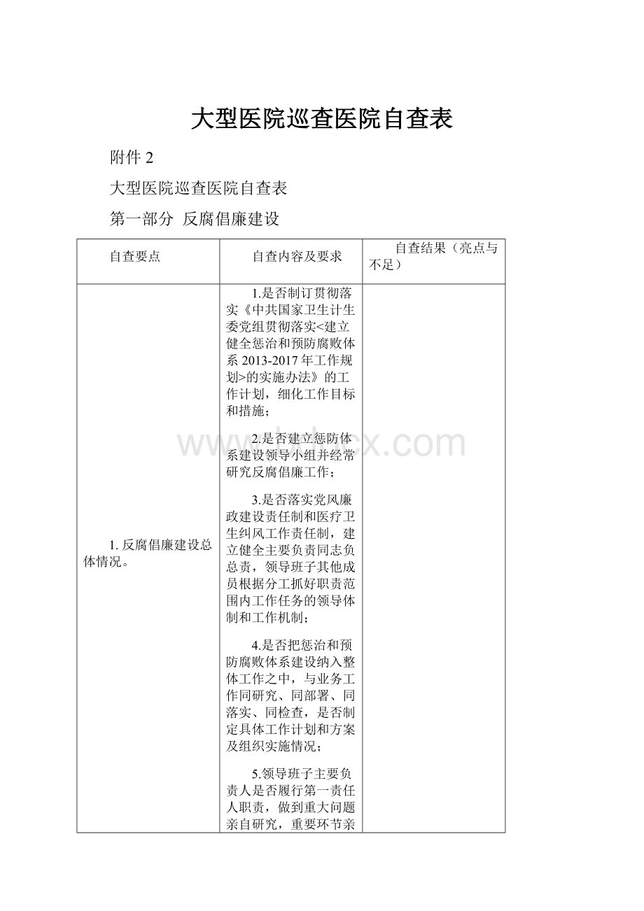 大型医院巡查医院自查表.docx