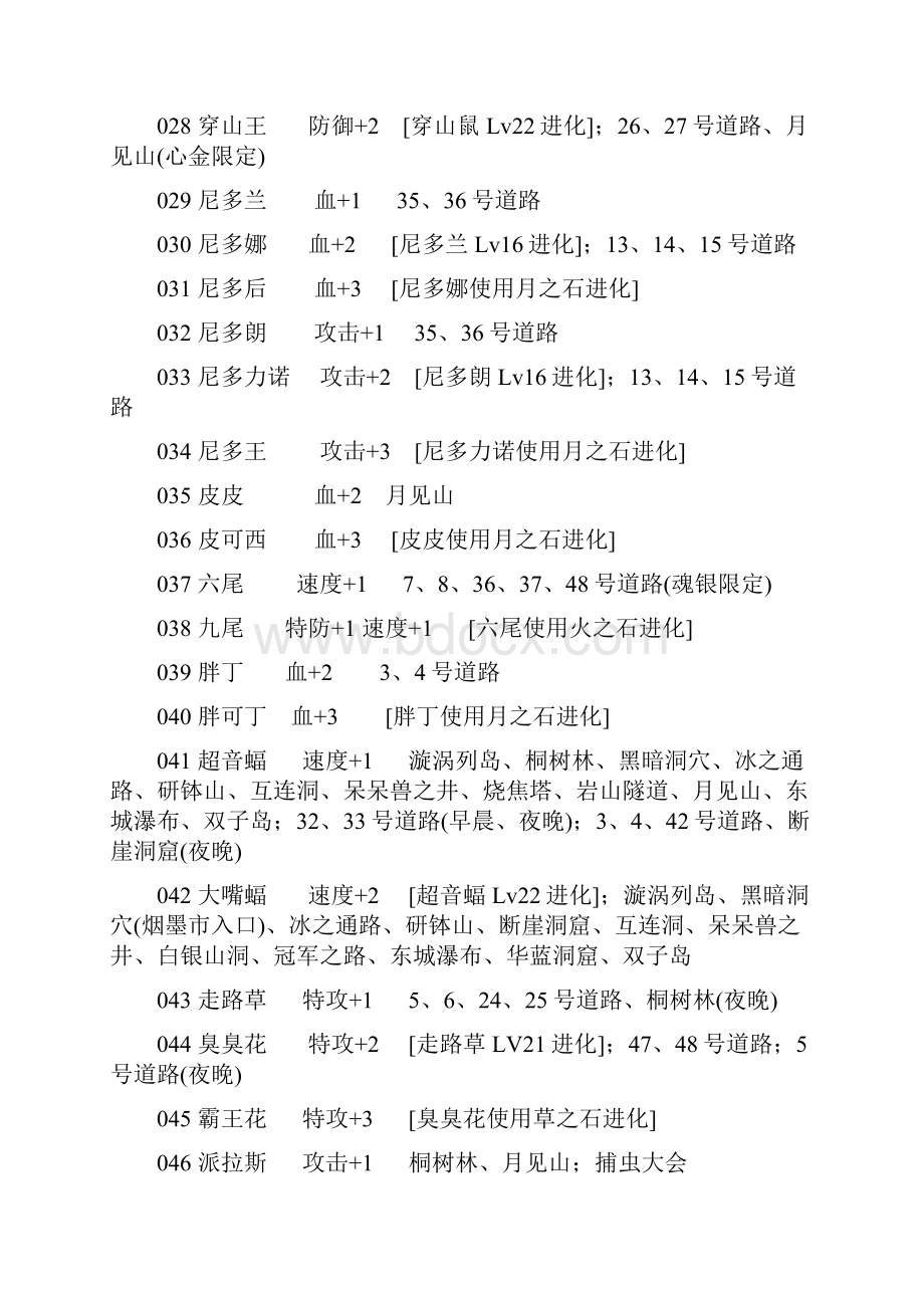 口袋妖怪宠物努力值及其捕捉地点.docx_第3页