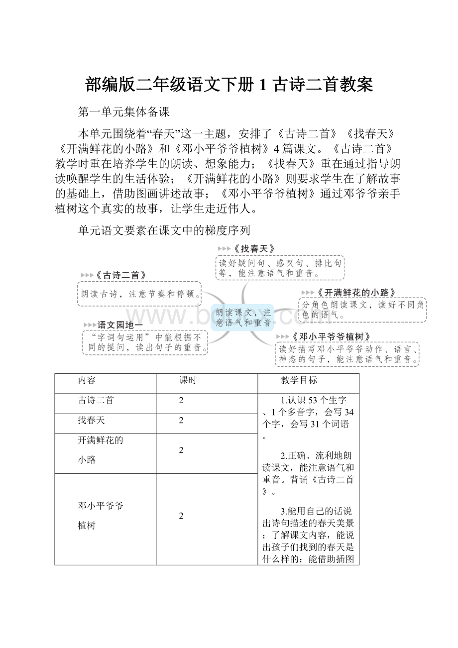 部编版二年级语文下册1 古诗二首教案.docx