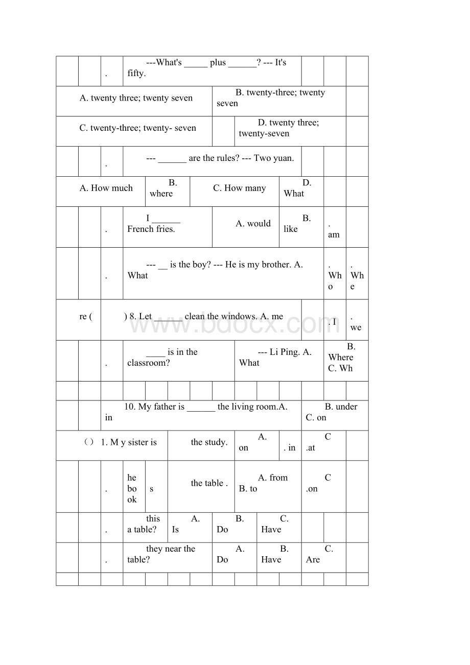 完整版人教版四年级上册英语练习题docx.docx_第3页