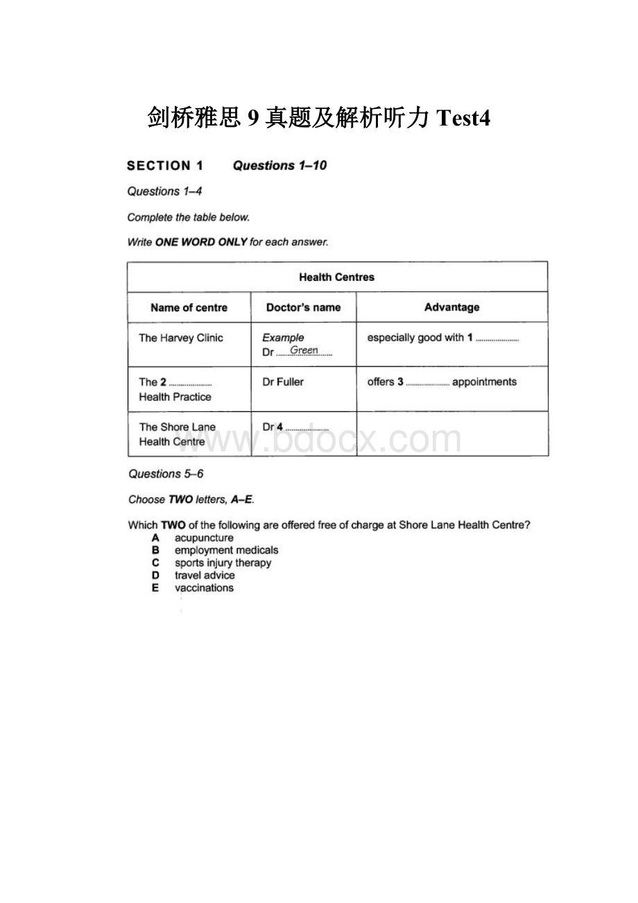 剑桥雅思9真题及解析听力Test4.docx