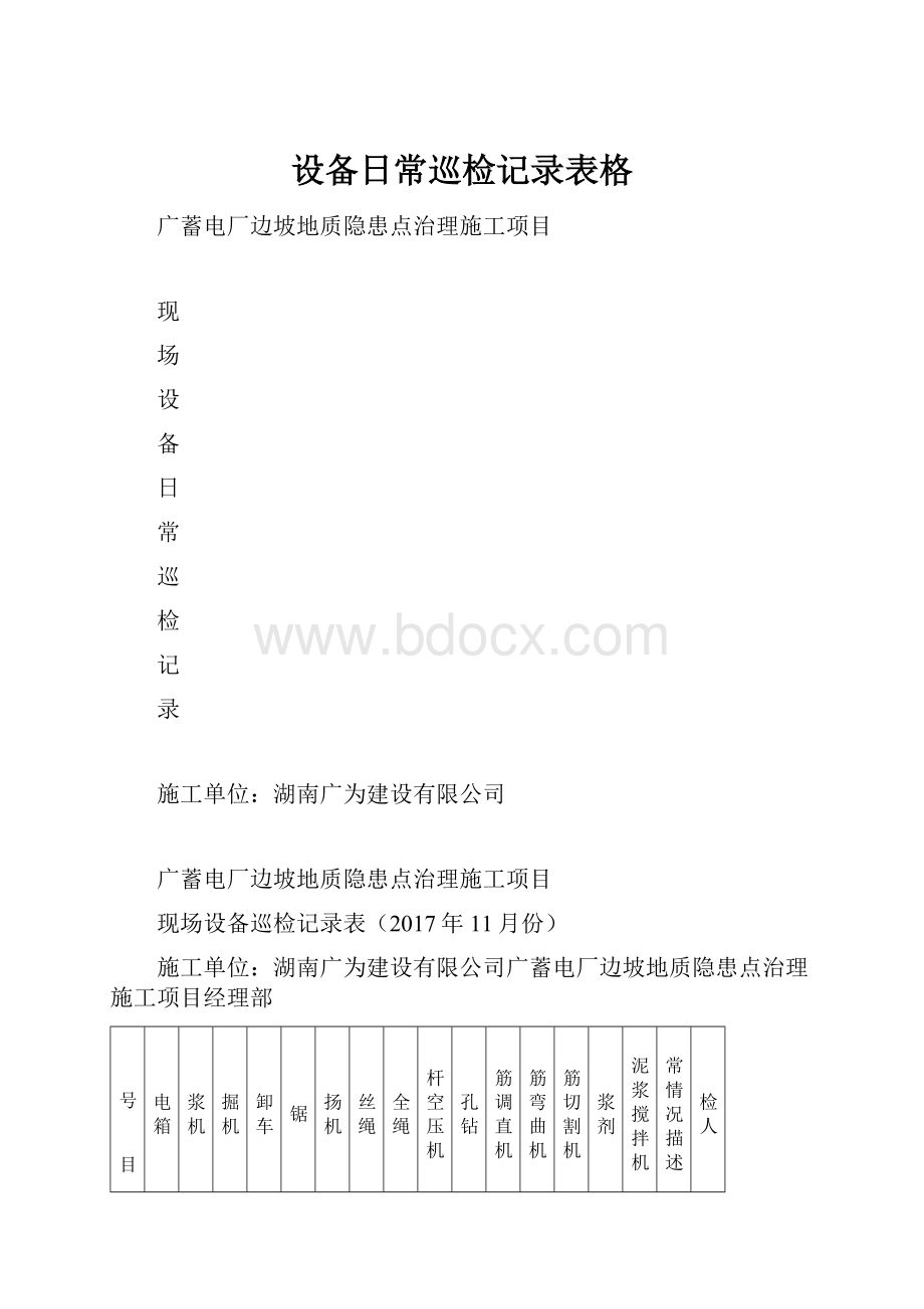 设备日常巡检记录表格.docx_第1页