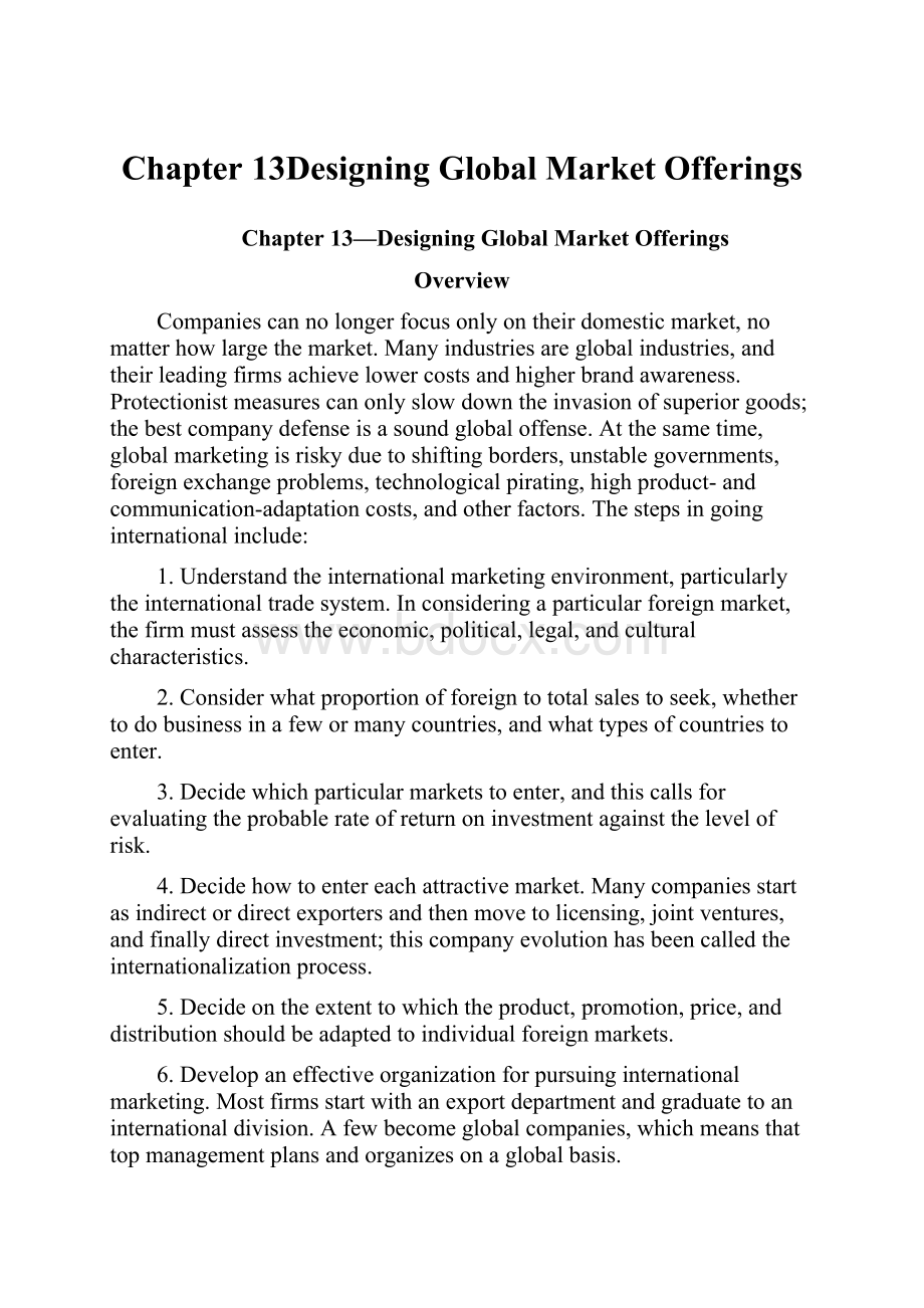 Chapter 13Designing Global Market Offerings.docx