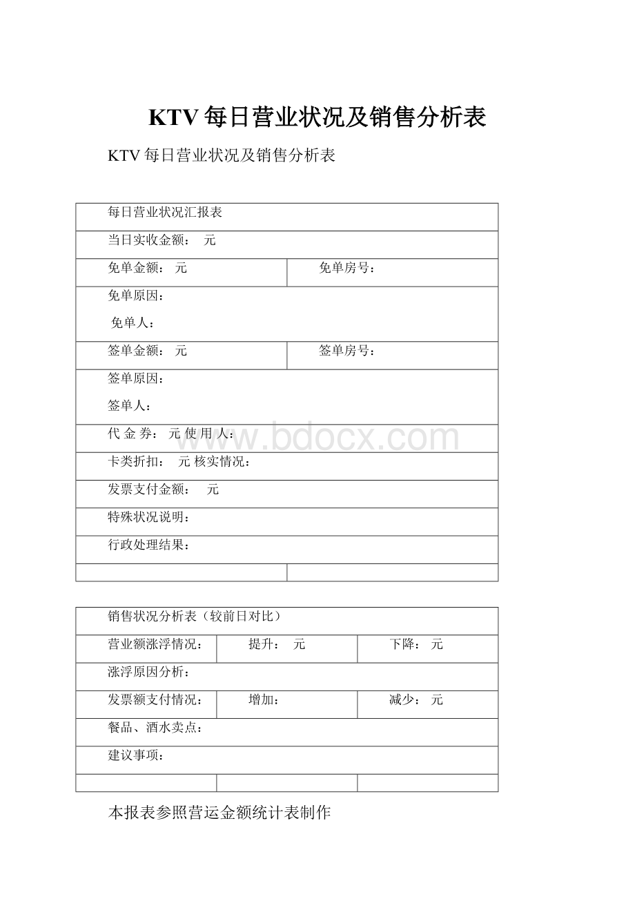 KTV每日营业状况及销售分析表.docx_第1页