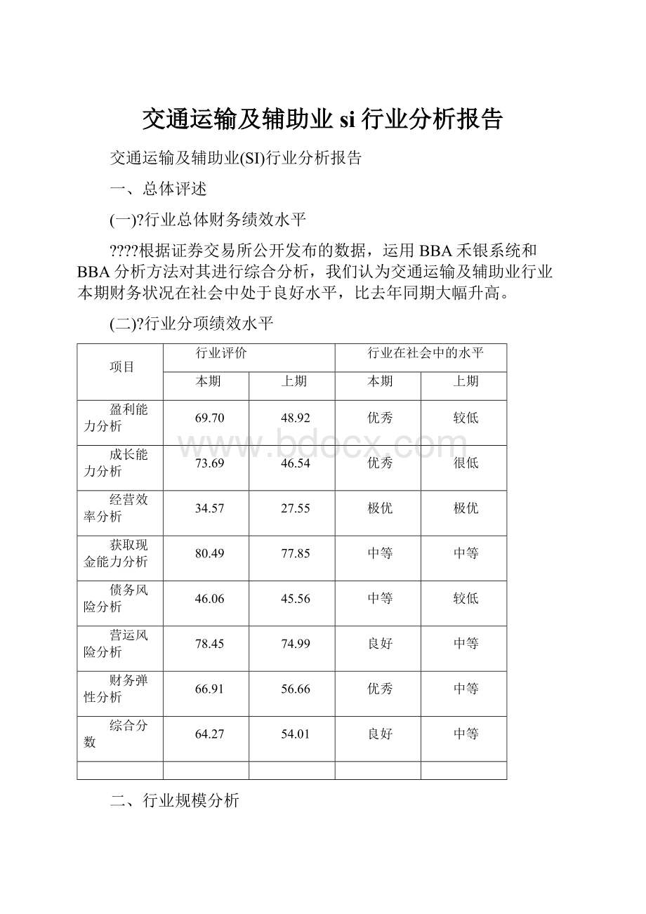 交通运输及辅助业si行业分析报告.docx_第1页