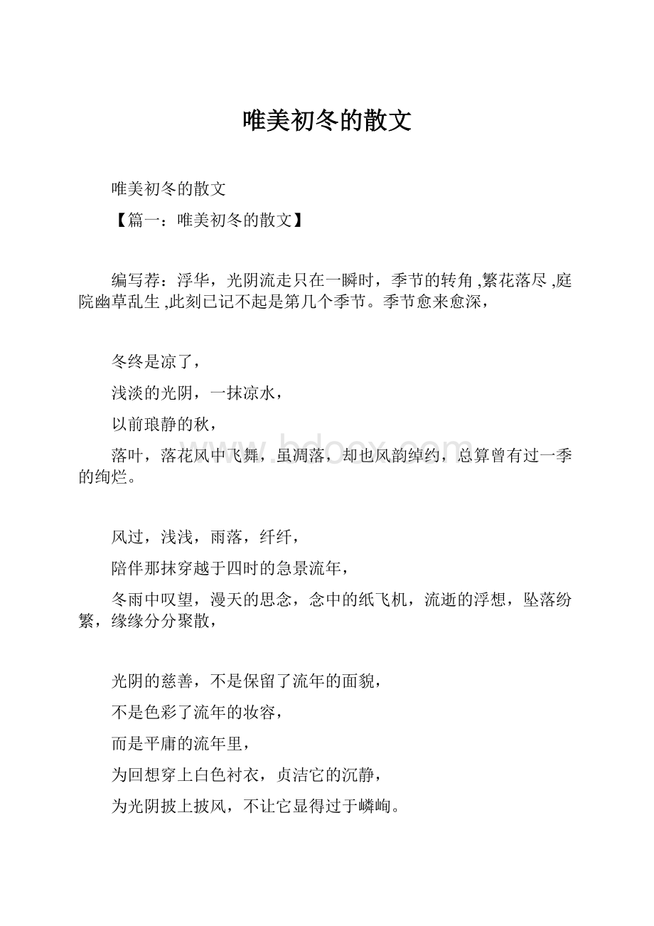 唯美初冬的散文.docx