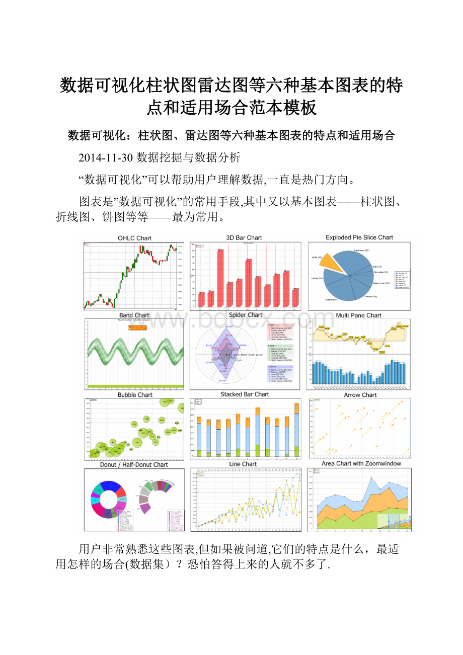 数据可视化柱状图雷达图等六种基本图表的特点和适用场合范本模板.docx