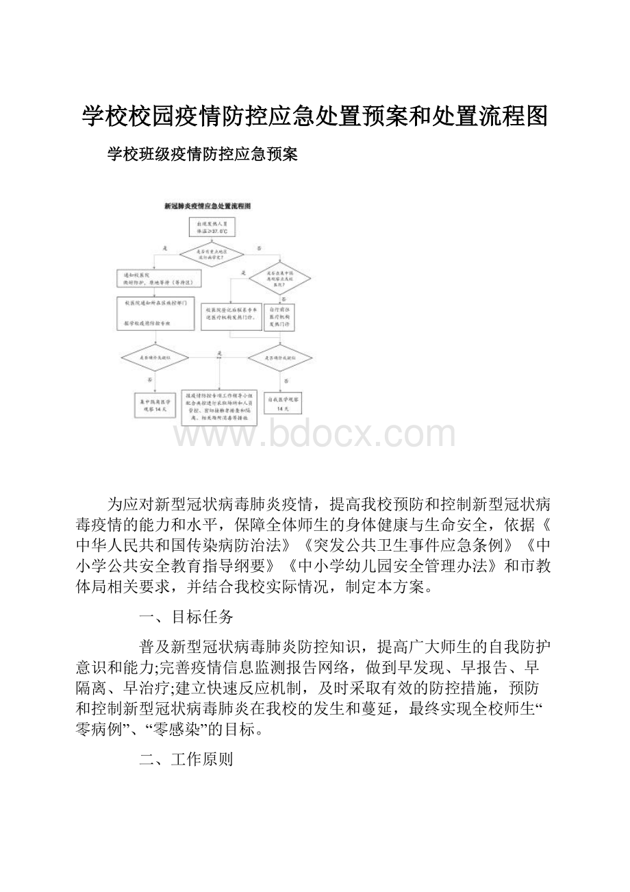 学校校园疫情防控应急处置预案和处置流程图.docx_第1页