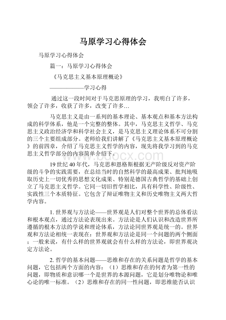 马原学习心得体会.docx