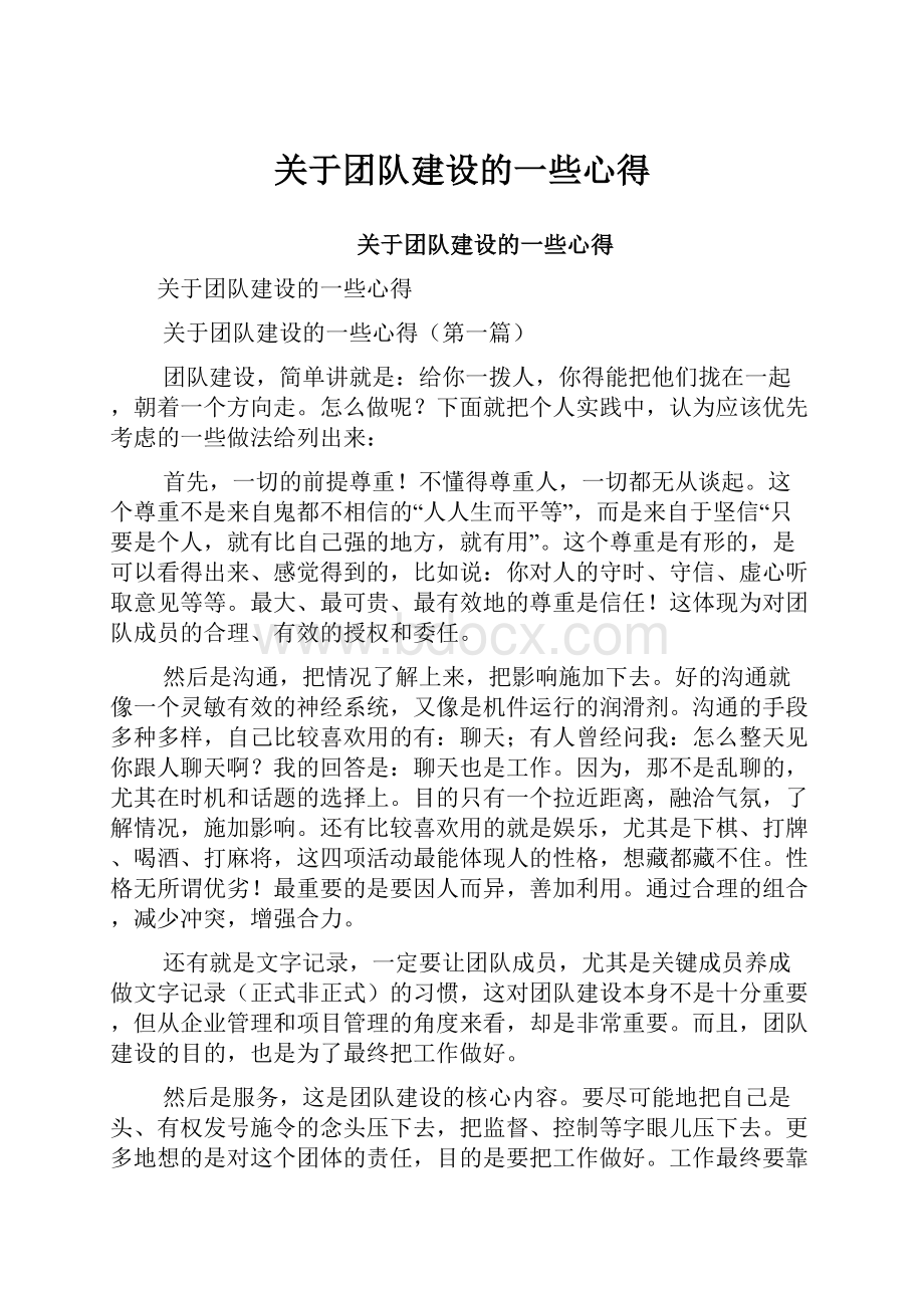 关于团队建设的一些心得.docx