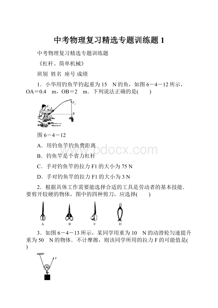 中考物理复习精选专题训练题1.docx