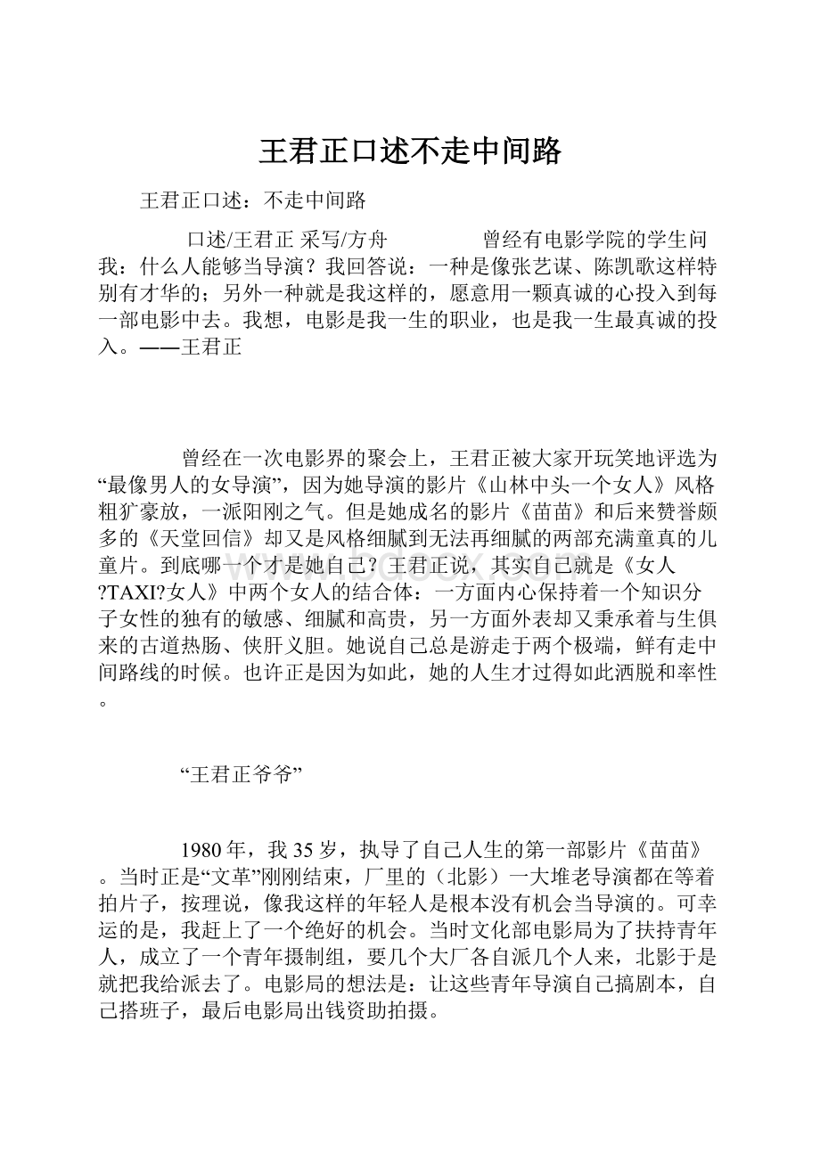 王君正口述不走中间路.docx