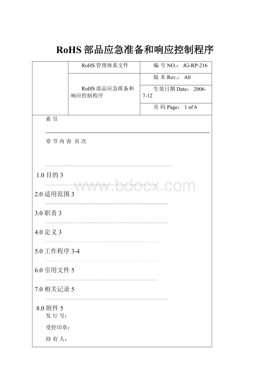 RoHS部品应急准备和响应控制程序.docx_第1页