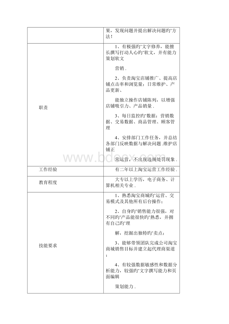 大型淘宝天猫店铺各岗位职责描述细分表.docx_第3页