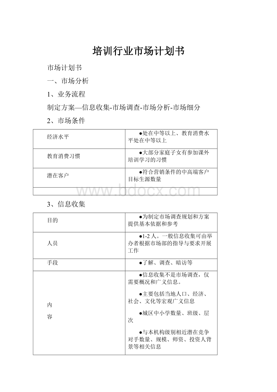 培训行业市场计划书.docx_第1页