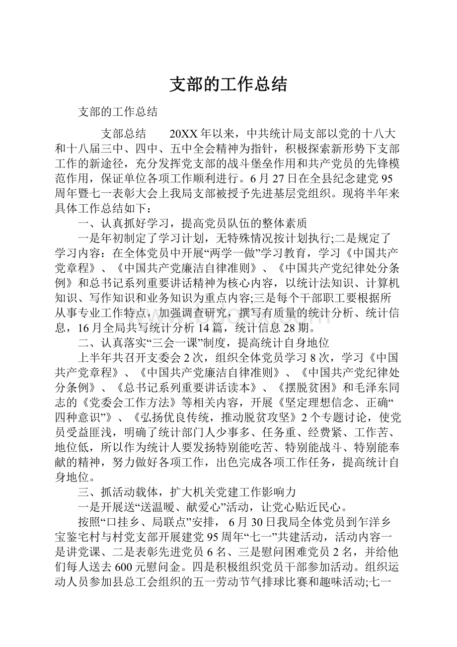 支部的工作总结.docx_第1页