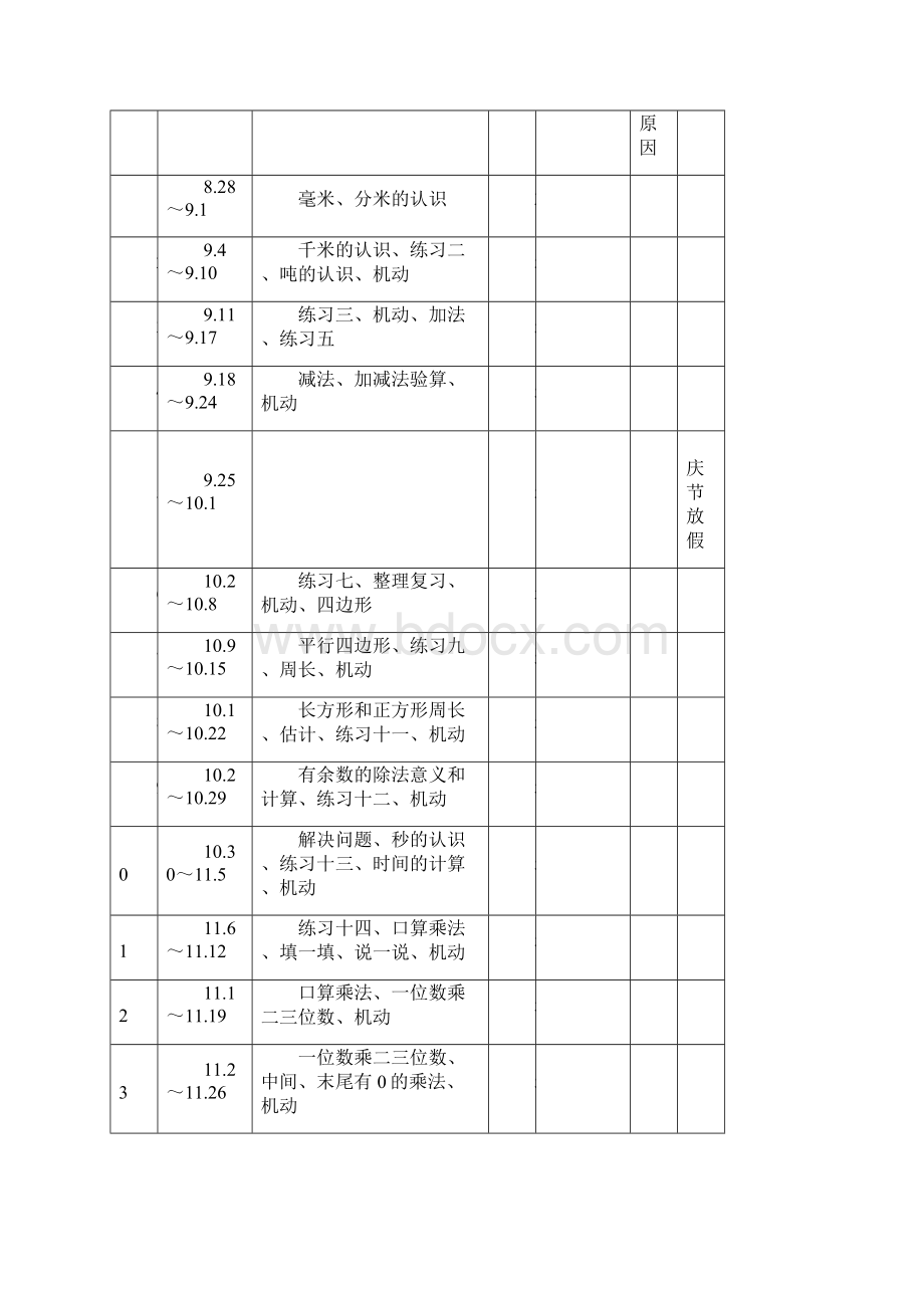 义务教育课程标准实验教材数学小学三年级上册教案.docx_第3页