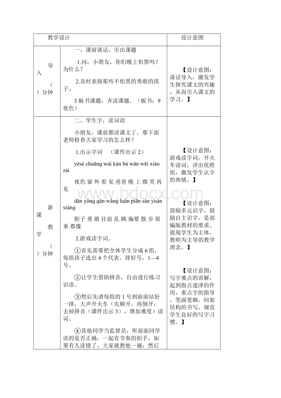 部编人教版一年级语文下册第四单元 9夜色创新教案1.docx_第2页