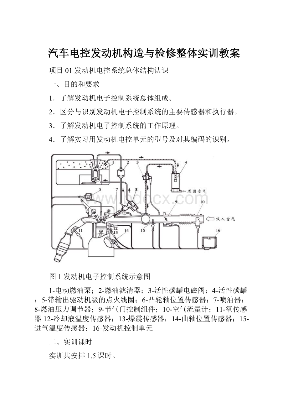 汽车电控发动机构造与检修整体实训教案.docx_第1页