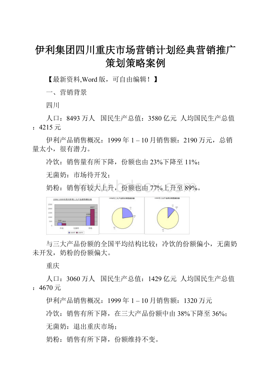 伊利集团四川重庆市场营销计划经典营销推广策划策略案例.docx