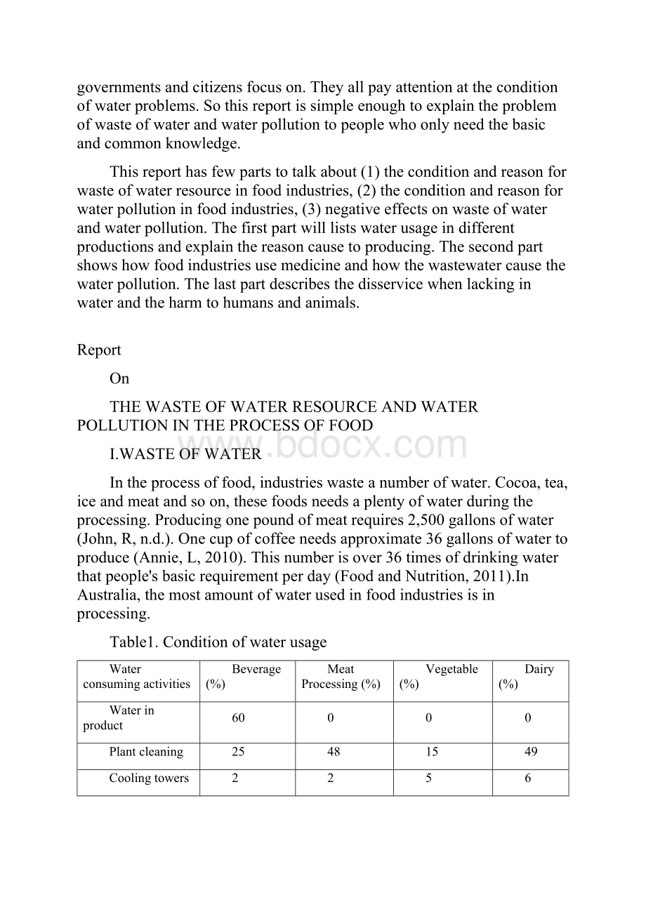 THE WASTE OF WATER RESOURCE AND WATER POLLUTION IN THE PROCESS OF FOOD.docx_第3页