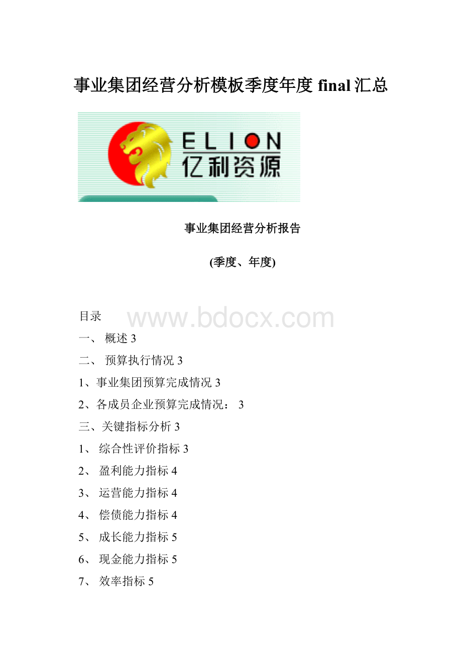 事业集团经营分析模板季度年度final汇总.docx