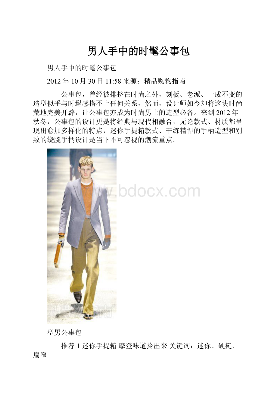 男人手中的时髦公事包.docx