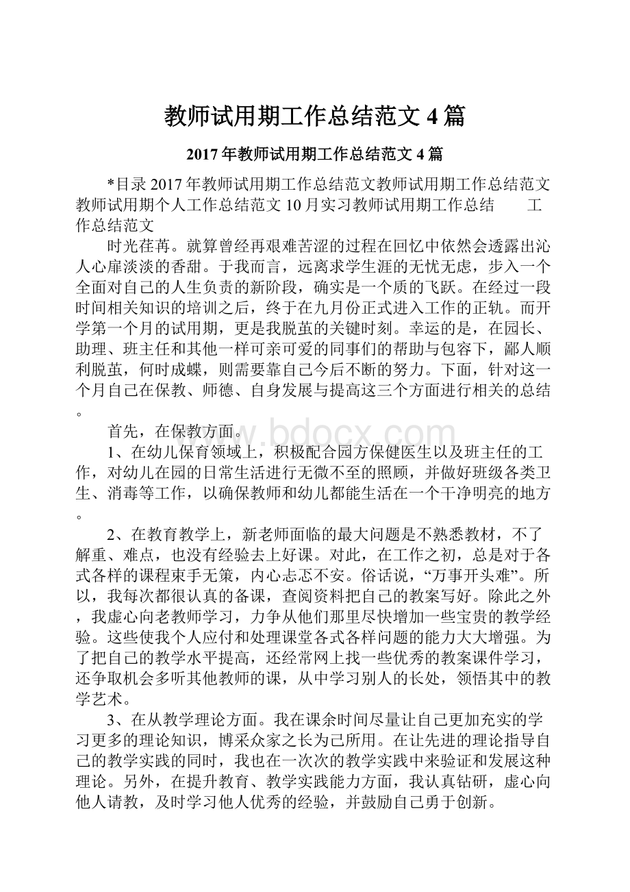 教师试用期工作总结范文4篇.docx