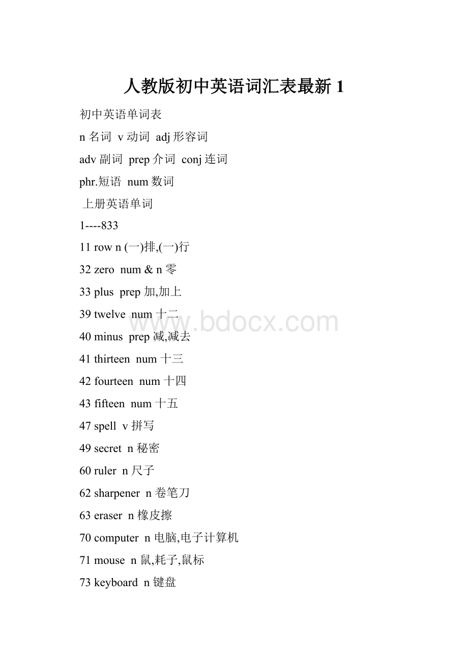 人教版初中英语词汇表最新1.docx