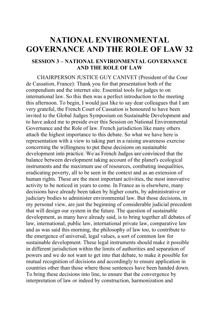 NATIONAL ENVIRONMENTAL GOVERNANCE AND THE ROLE OF LAW 32.docx_第1页