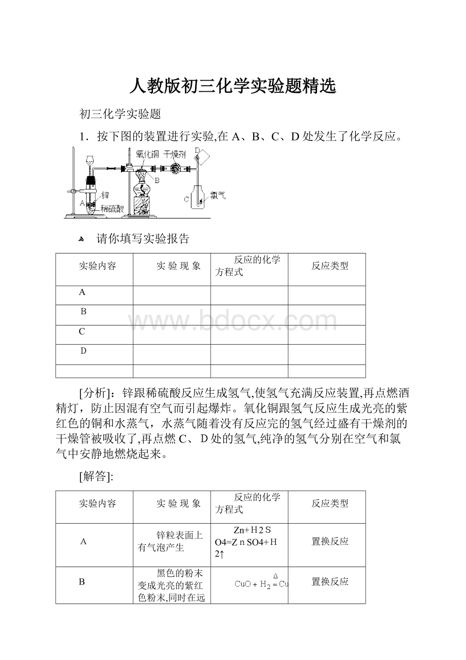 人教版初三化学实验题精选.docx_第1页