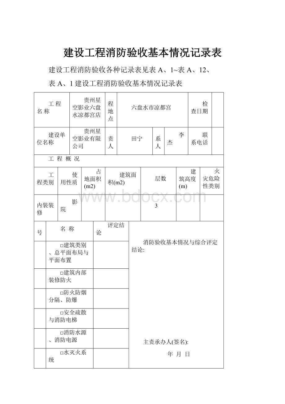 建设工程消防验收基本情况记录表.docx_第1页