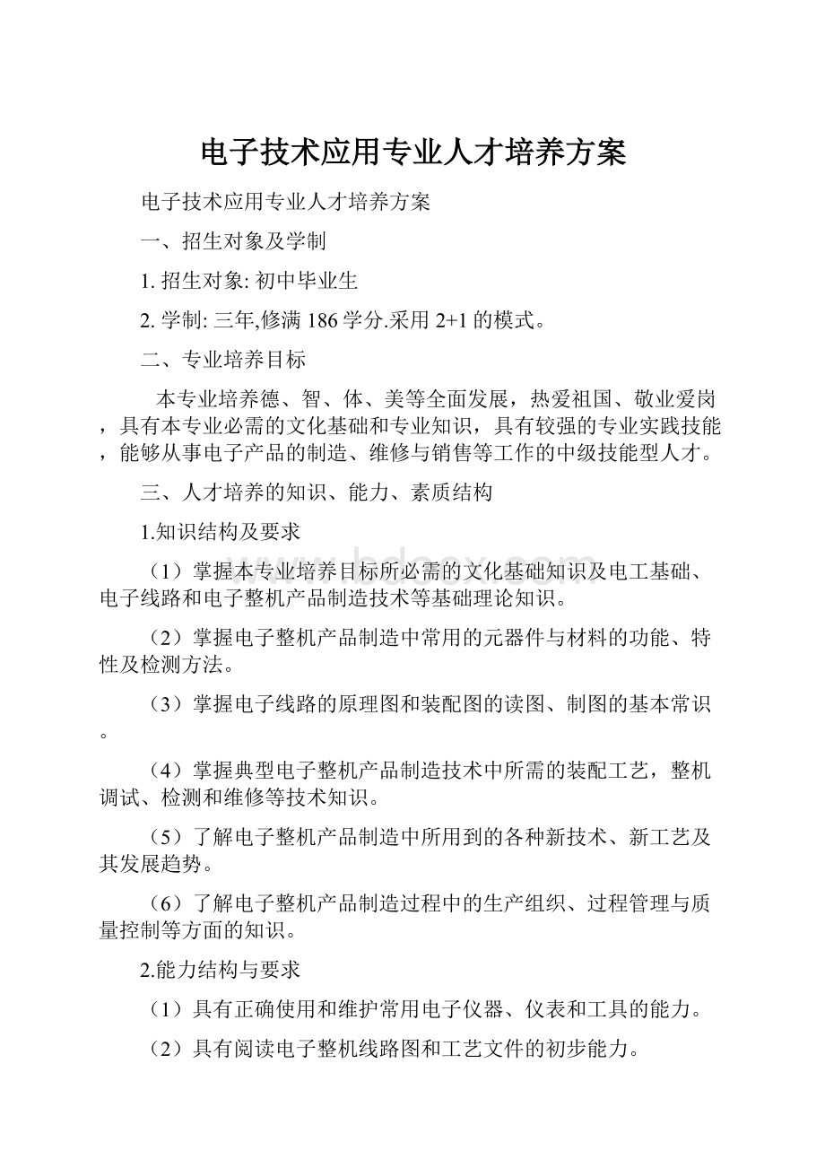 电子技术应用专业人才培养方案.docx_第1页