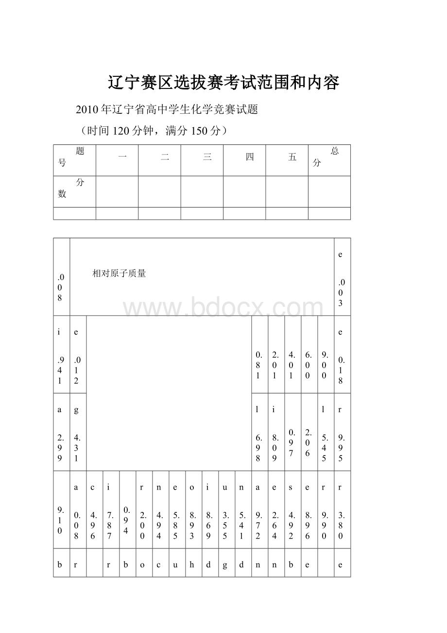 辽宁赛区选拔赛考试范围和内容.docx_第1页