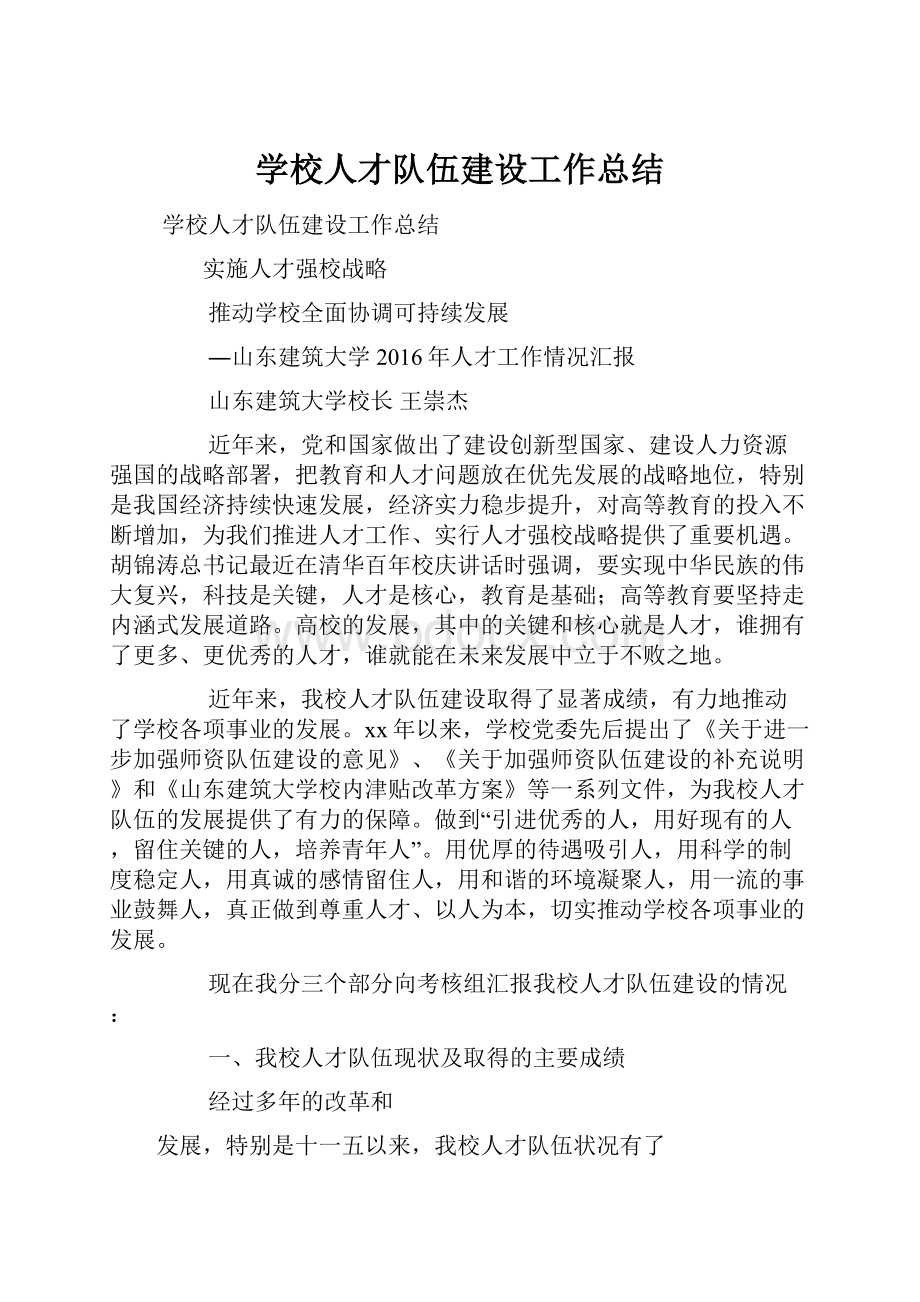 学校人才队伍建设工作总结.docx