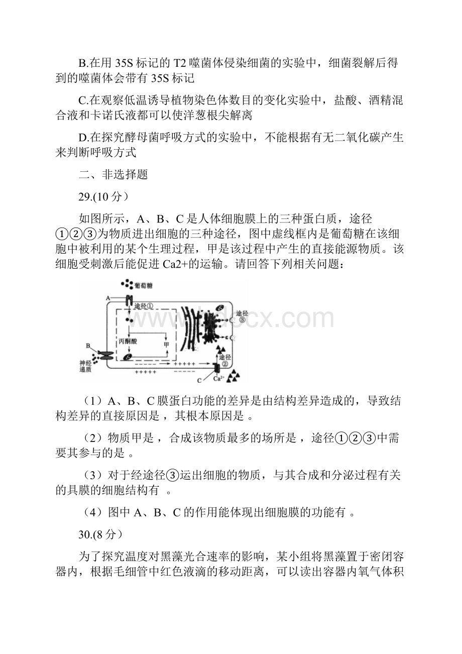 河北省衡水市高三份联考理综生物试题和调研卷共4套含答案.docx_第3页