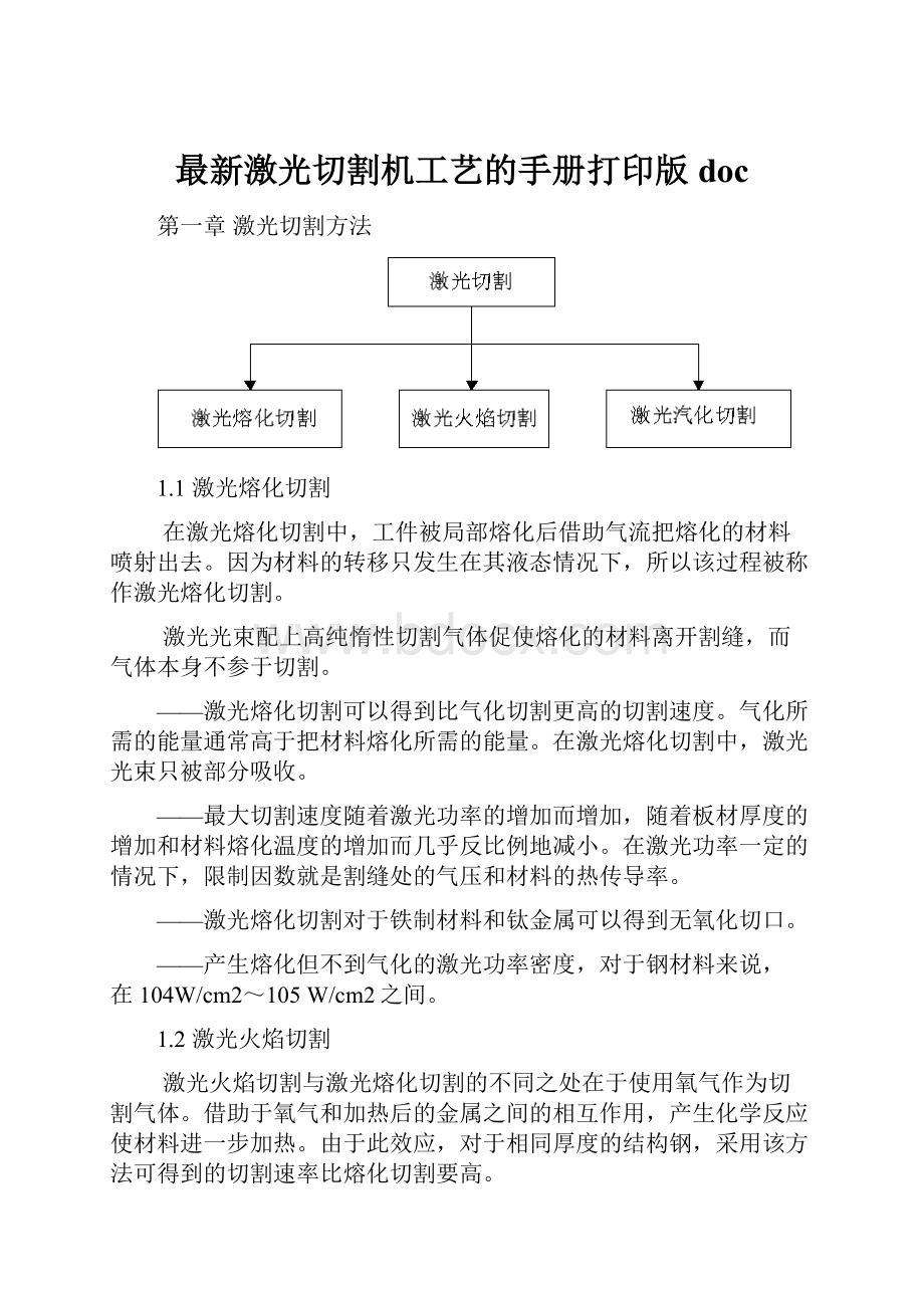 最新激光切割机工艺的手册打印版doc.docx_第1页