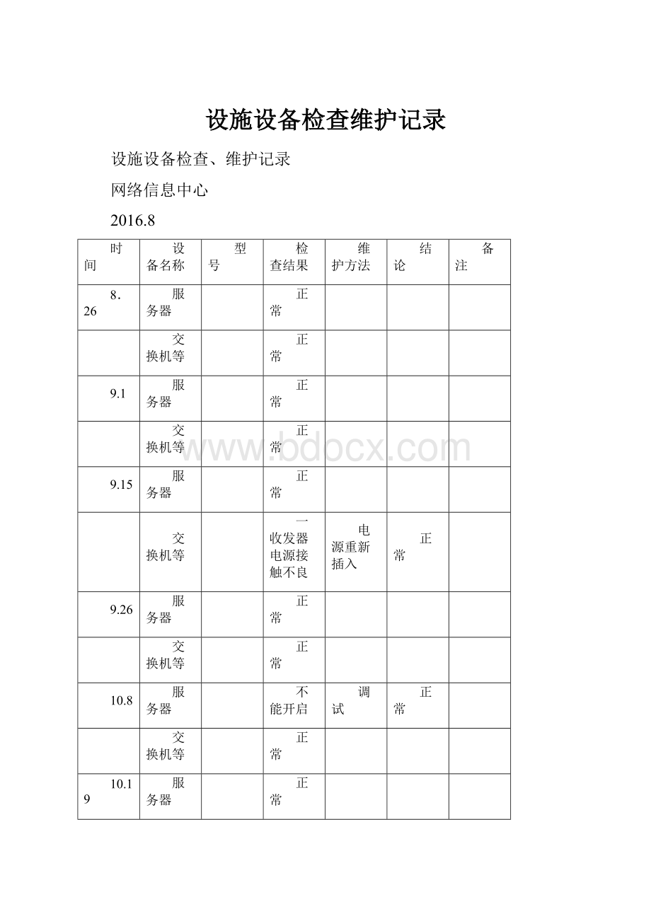 设施设备检查维护记录.docx_第1页