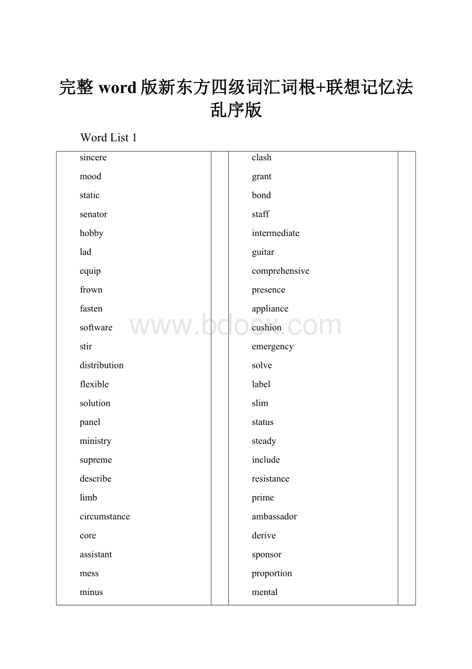 完整word版新东方四级词汇词根+联想记忆法乱序版.docx_第1页