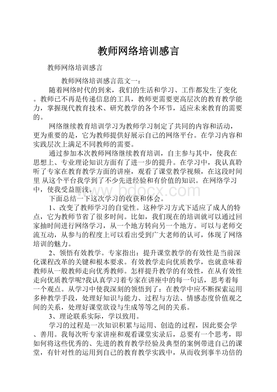 教师网络培训感言.docx