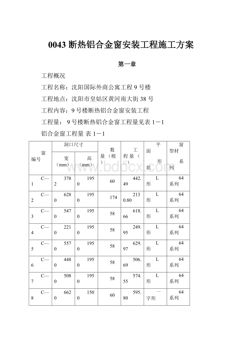 0043 断热铝合金窗安装工程施工方案.docx