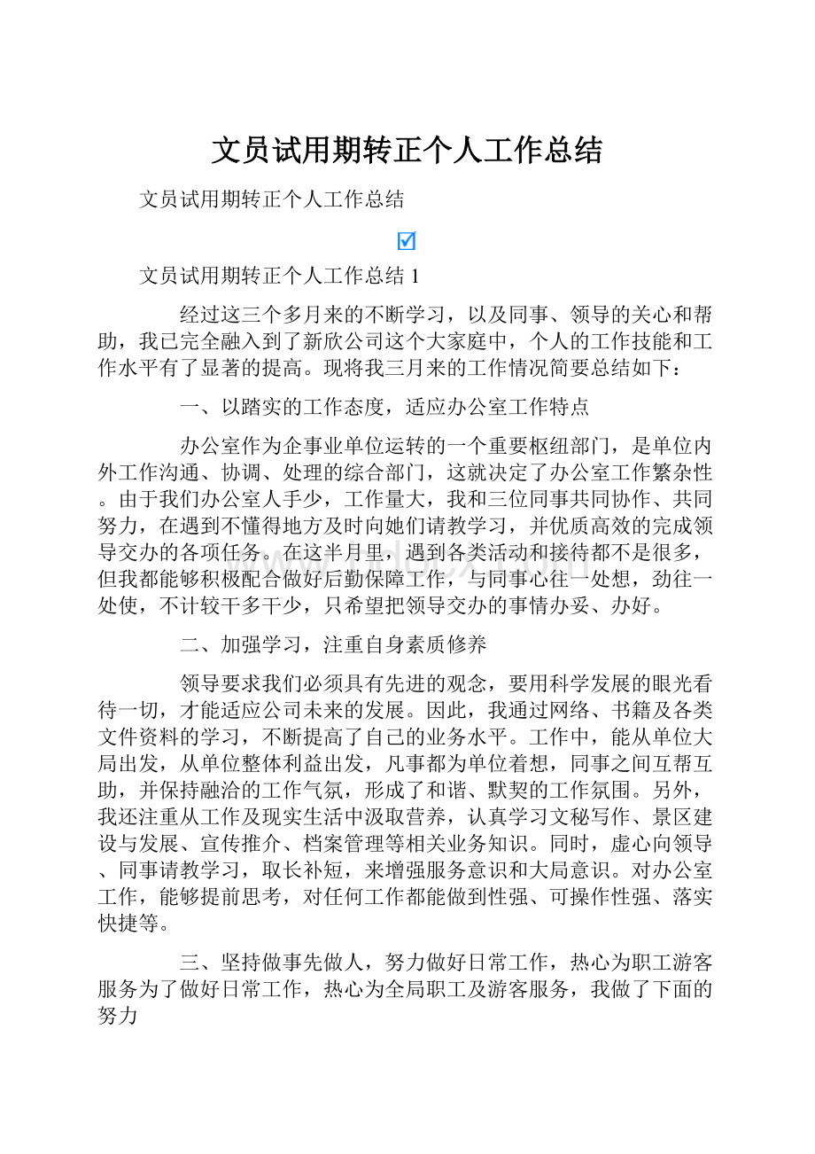 文员试用期转正个人工作总结.docx