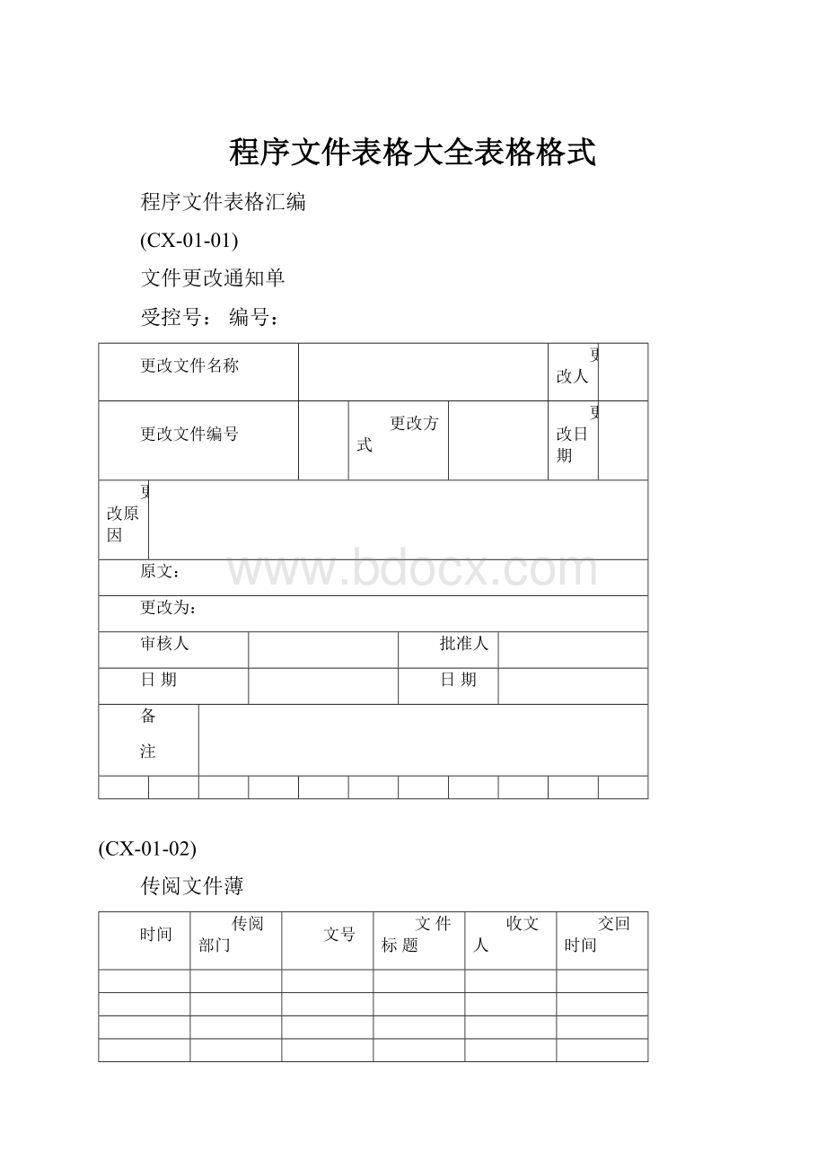 程序文件表格大全表格格式.docx