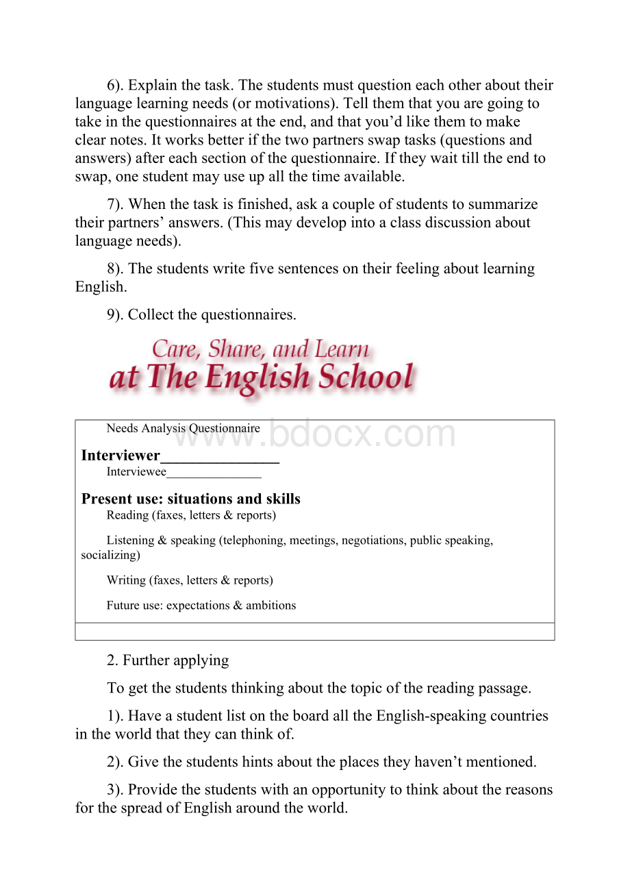 高中英语 Unit 2《Englishi around the World》教案1 新人教版必修1.docx_第2页