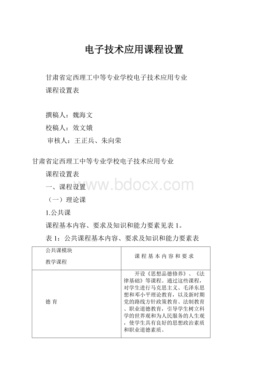 电子技术应用课程设置.docx_第1页