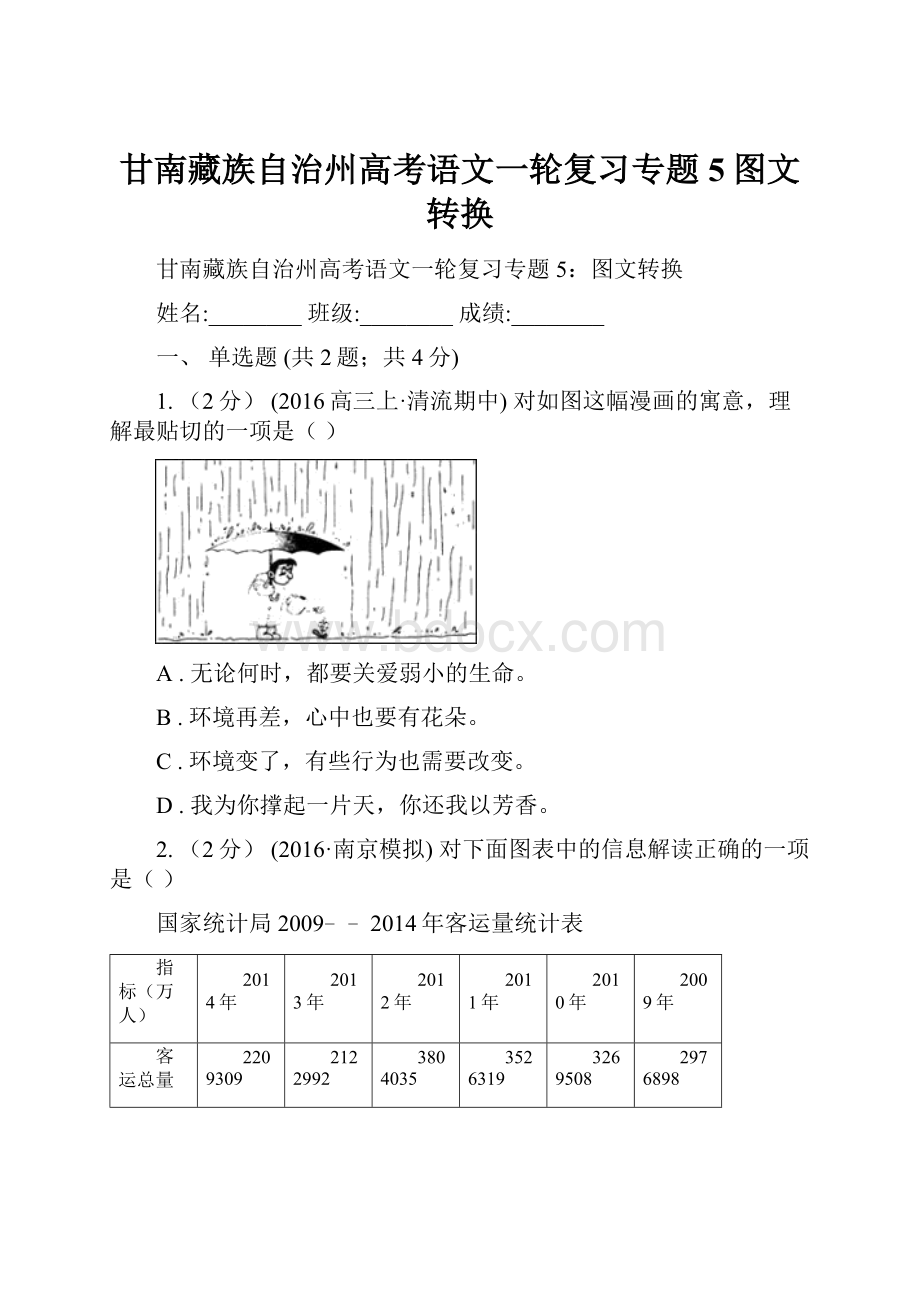 甘南藏族自治州高考语文一轮复习专题5图文转换.docx